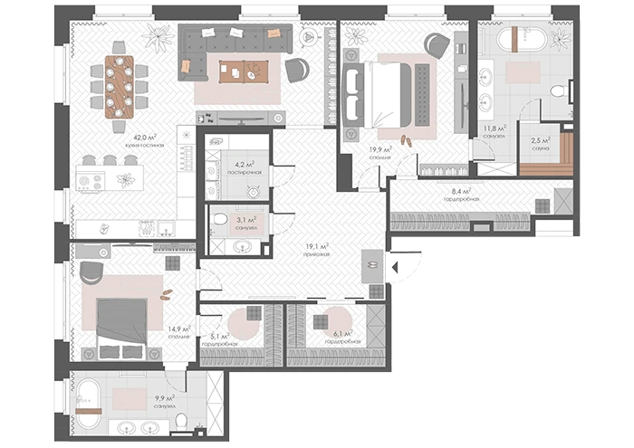 Квартиры 120 м²