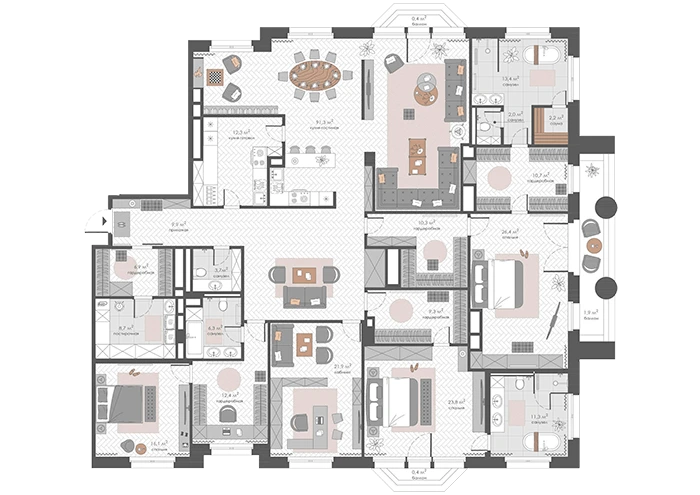 Квартиры 200 м²